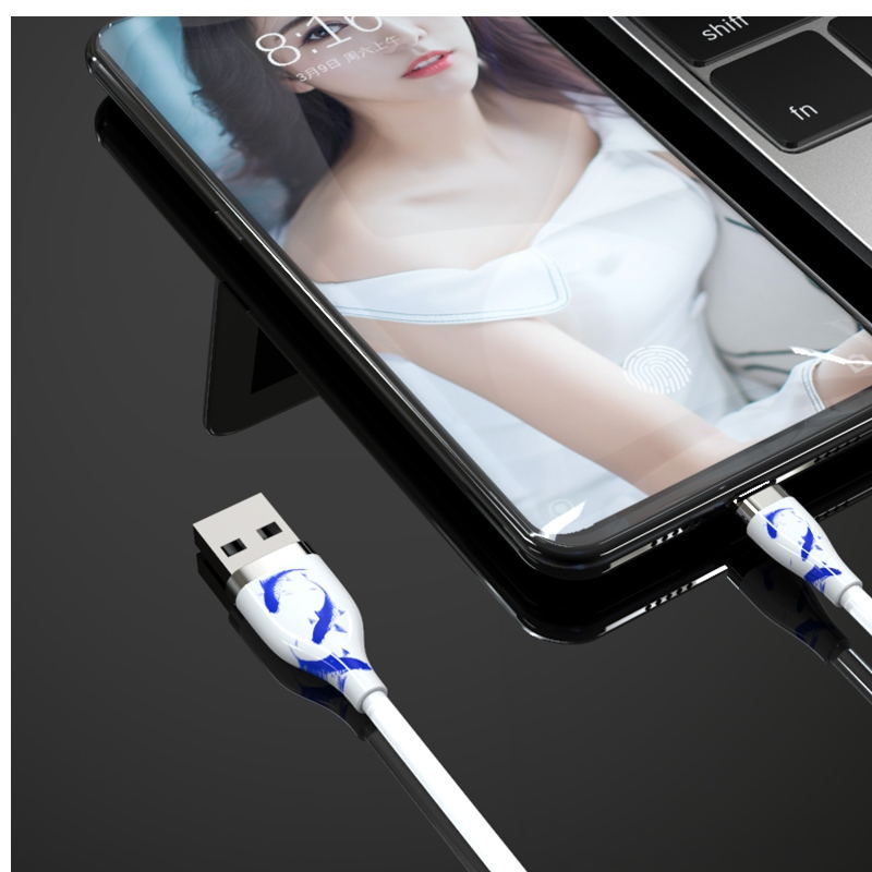 Cable de cerámica con línea de silicona de 3 colores con luz LED para iphone